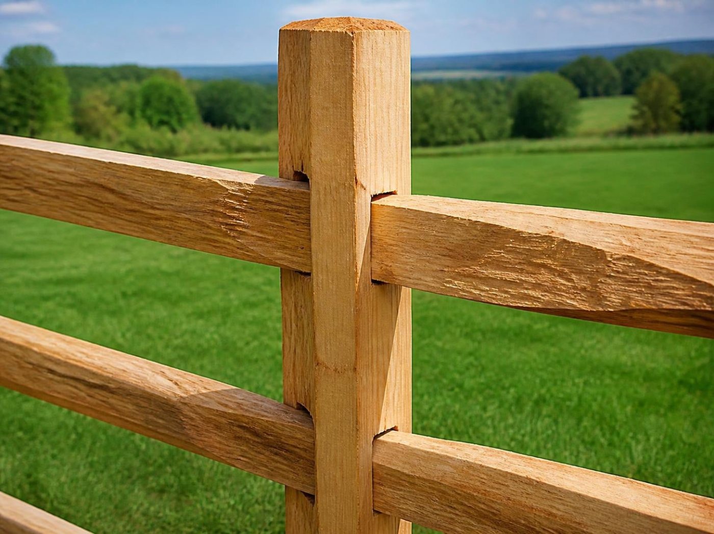 Close-up of a split rail fence
